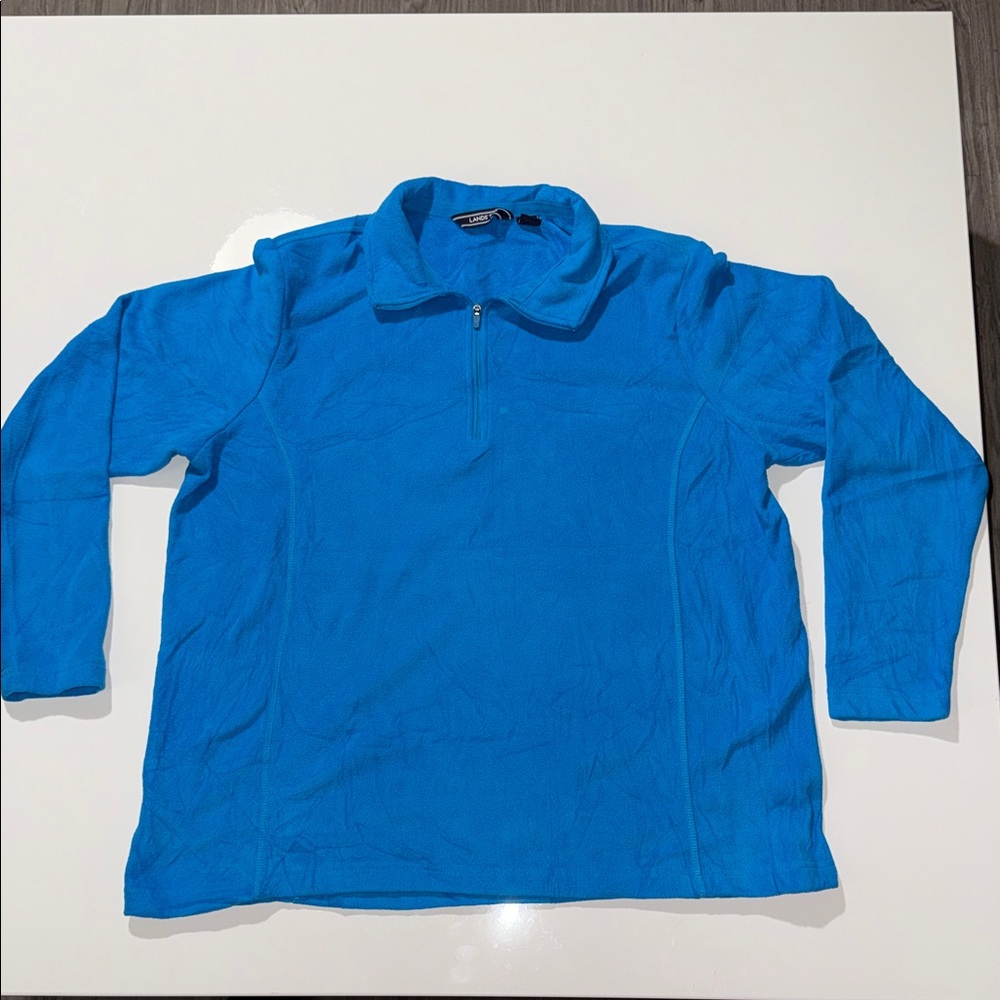 LANDS' END Blue Fleece Jacket 1/4 Zip Pullover Long Sleeve Youth Size XL/P